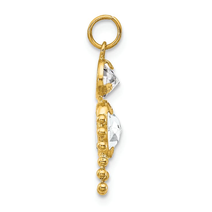 10k Yellow Gold White Diamond Simulant April Birthstone and Clear Cubic
Zirconia Boy Charm