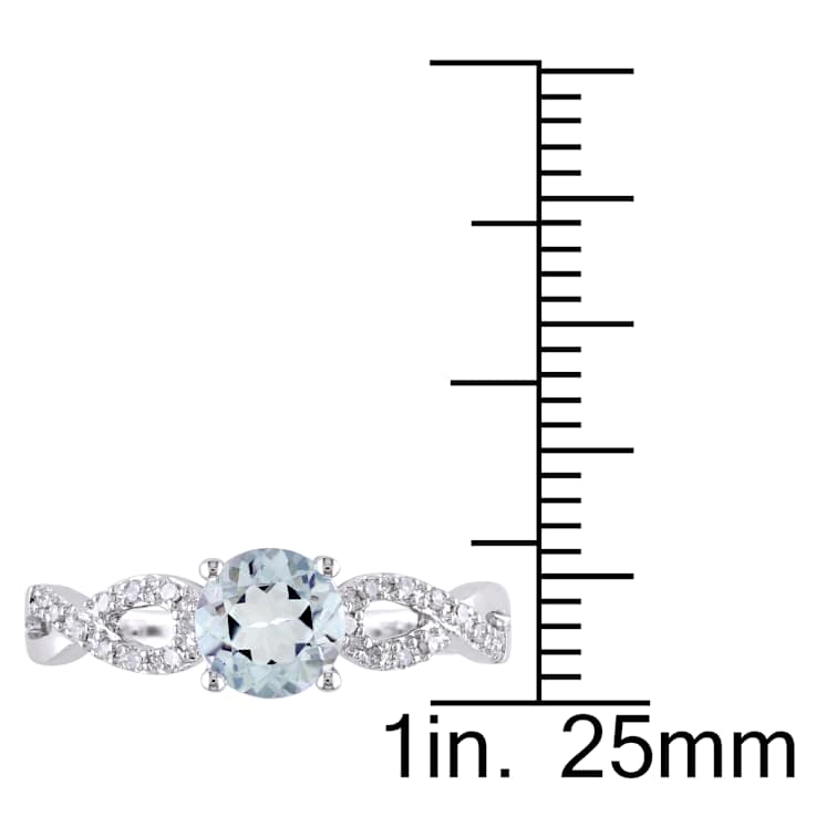 Aquamarine and Diamond 10K White Gold Engagement Ring 0.78ctw