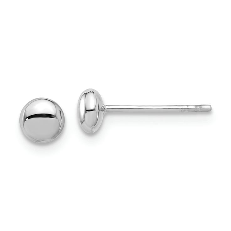 Rhodium Over 14k White Gold 4.5mm Polished Button Stud Earrings