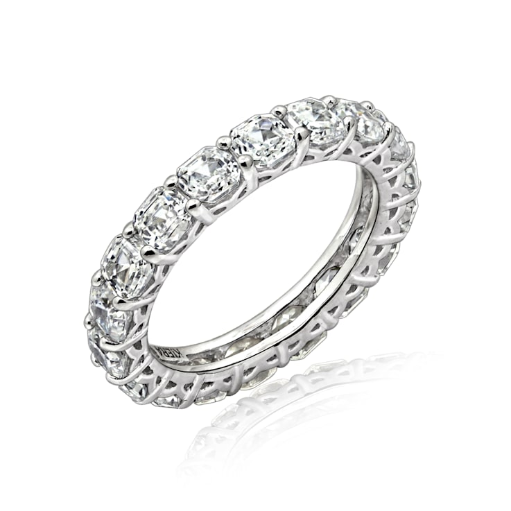 White Cubic Zirconia Platinum Over Sterling Silver Asscher Cut Ring 4.75ctw