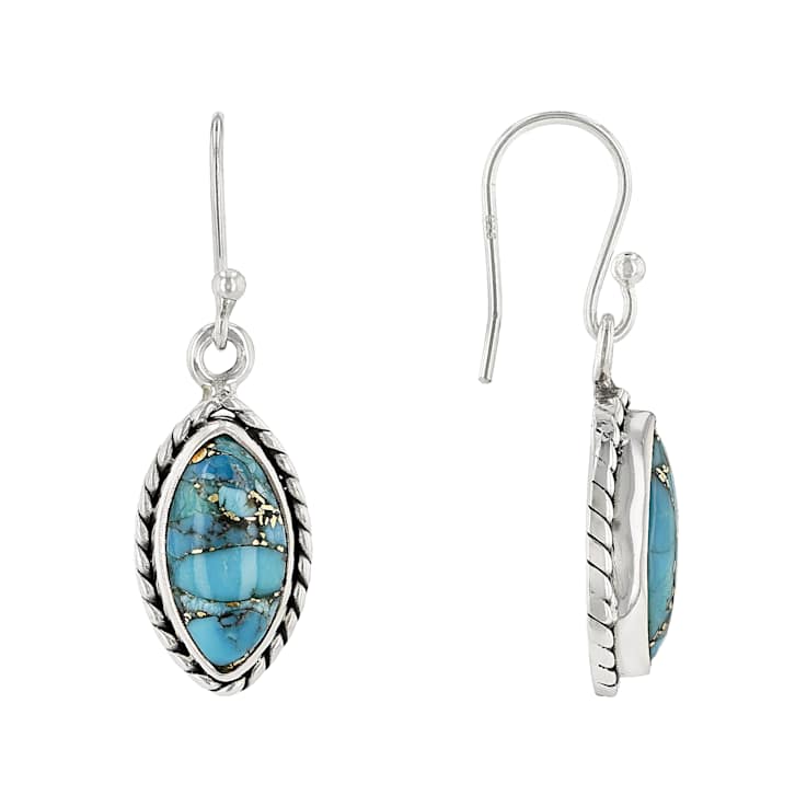 Turquoise Marquise Drop Earrings In Sterling Silver