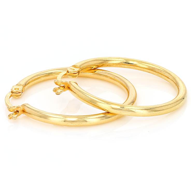 Classic Polished Hoop Earrings In 18K Gold Over Sterling Silver