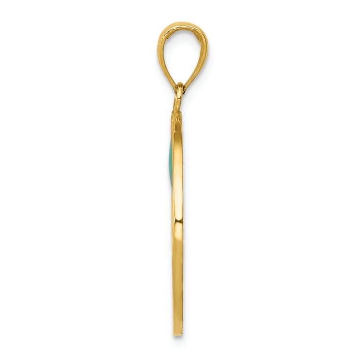 14k Yellow Gold Textured Enameled Tree of Life Pendant