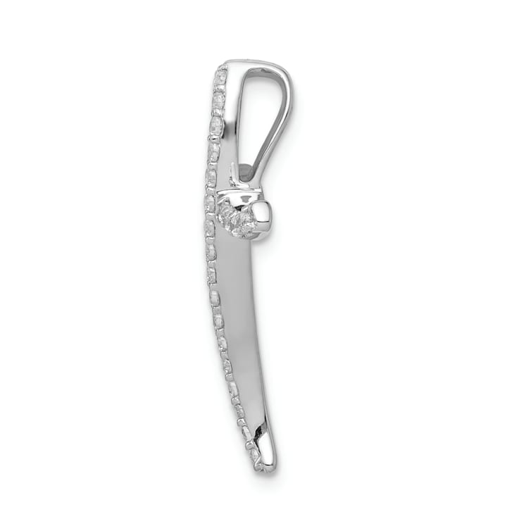 Rhodium Over 14k White Gold Diamond Cross Chain Slide