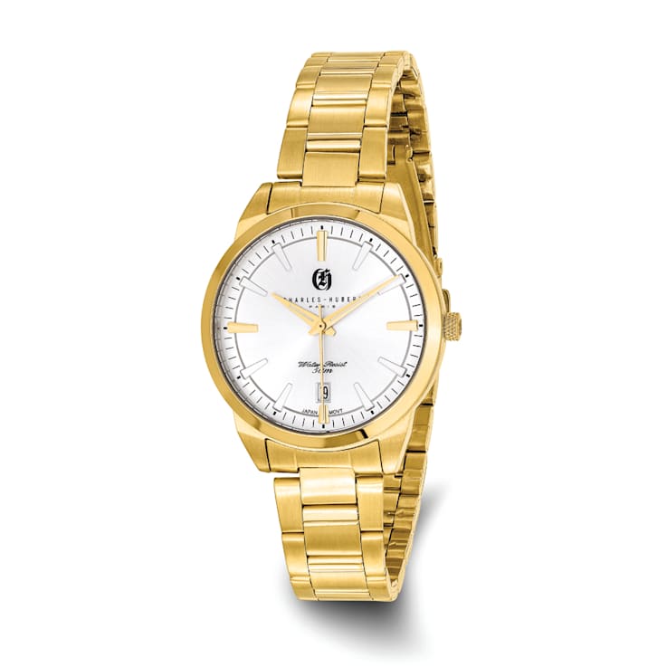 Ladies Charles Hubert Gold Plated Stainless Steel Silver-tone Dial Watch