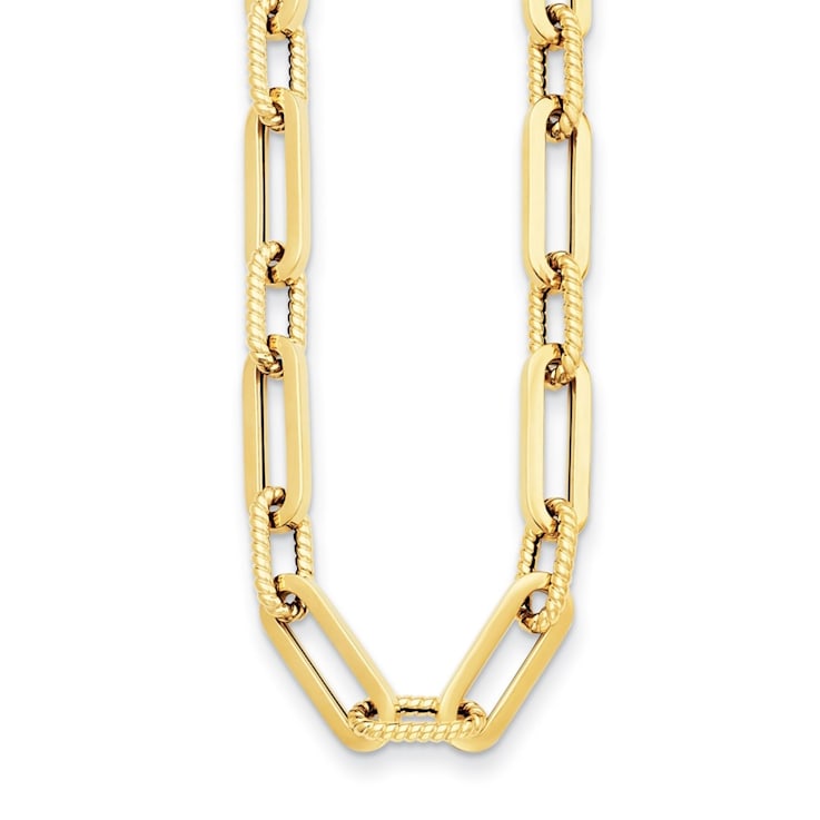14K Yellow Gold Fancy Oval link 34-inch Necklace
