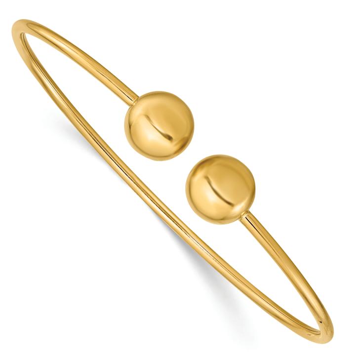 14k Yellow Gold Polished Flexible Cuff Bangle