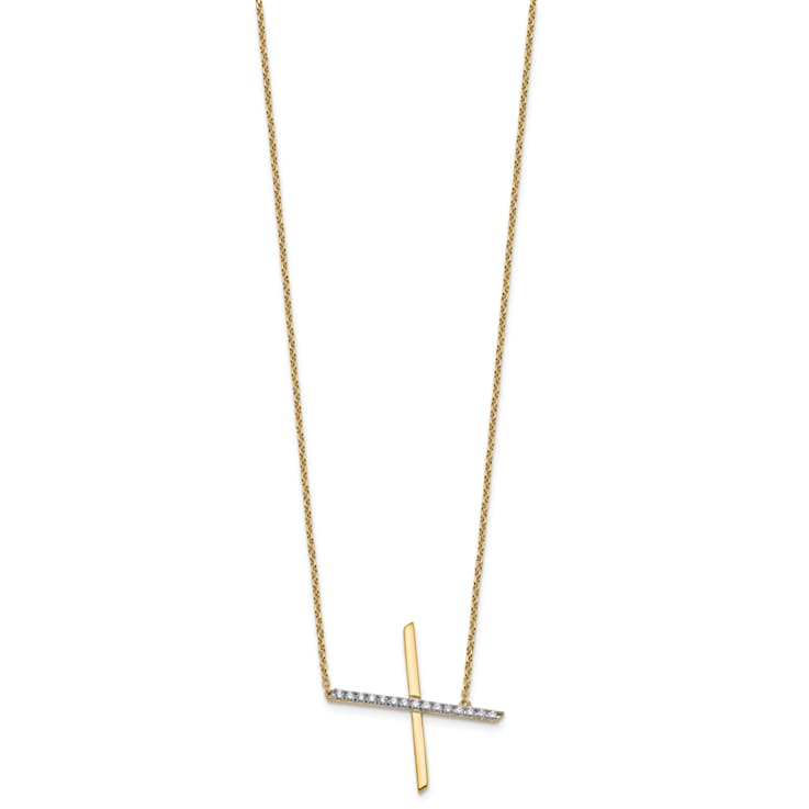 14k Yellow Gold and Rhodium Over 14k Yellow Gold Sideways Diamond
Initial X Pendant 18 Inch Necklace