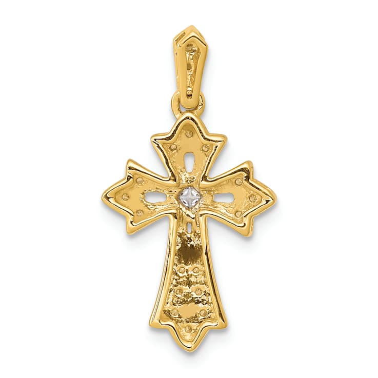 10k Yellow Gold and Rhodium Over 10k Yellow Gold 0.10 cttw Diamond Fancy
Cross Pendant