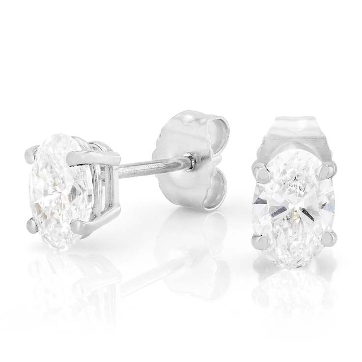 Lab-Grown Diamond Oval Stud Earrings In 14K White Gold 1.00ctw