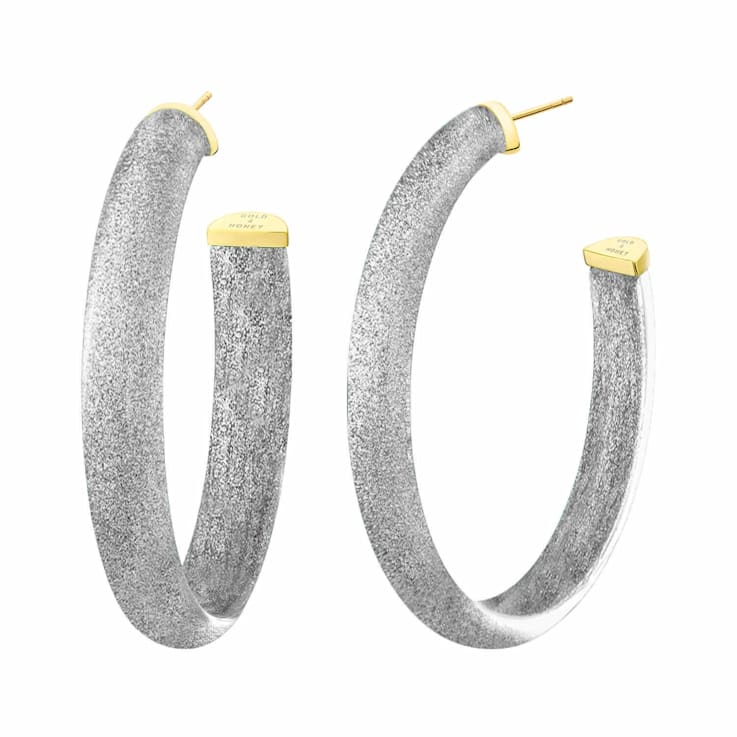 14K Yellow Gold Over Sterling Silver Acrylic and Hand Painted Enamel XL
Oval Illusion Hoops in Pixi