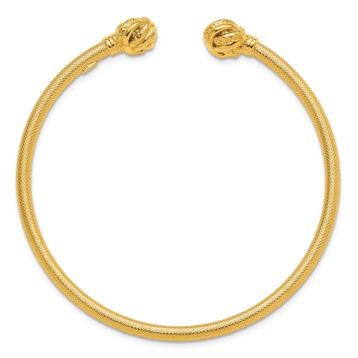 10K Yellow Gold Over Sterling Silver Textured Love Knot Cuff Bracelet