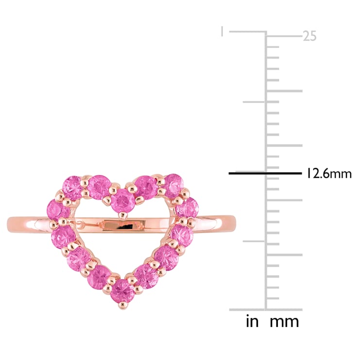 4/5 CT TGW Pink Sapphire Heart Ring in 10K Rose Gold