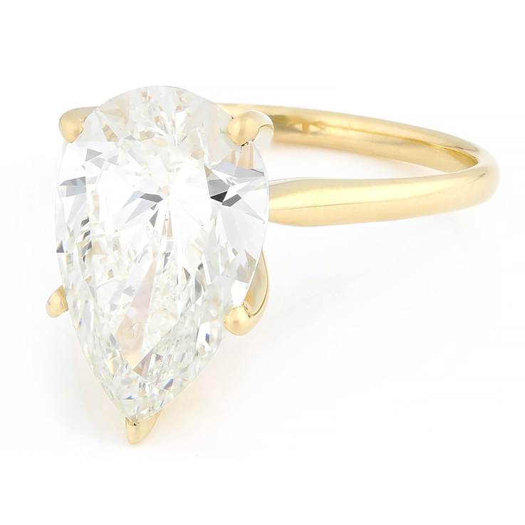 Lab-Grown Diamond Pear Shape Solitaire Ring In 14K Gold 5.00ct