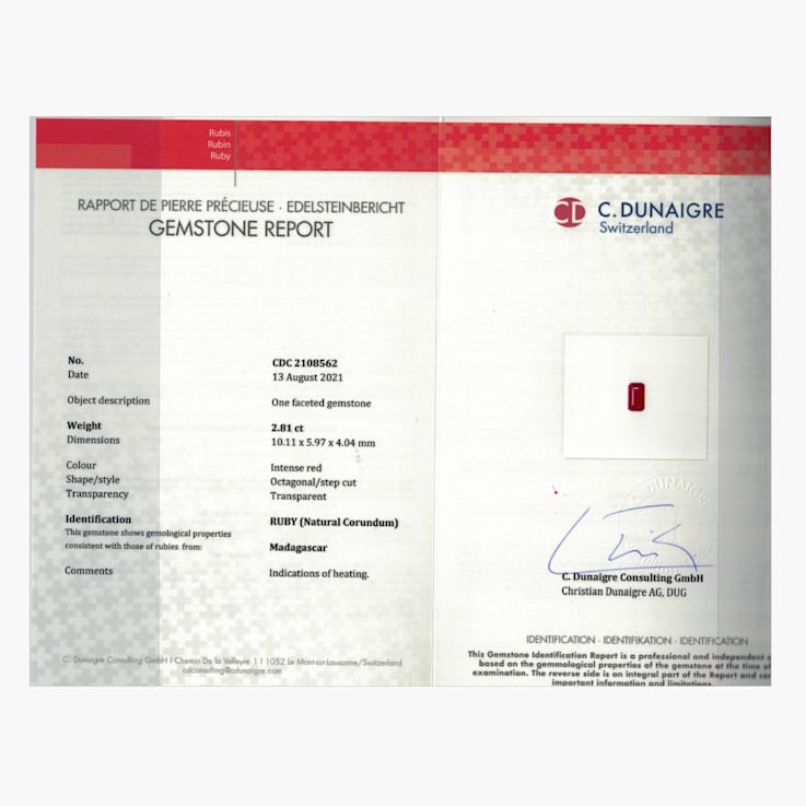 Ruby 10.11x5.97mm Emerald Cut 2.81ct