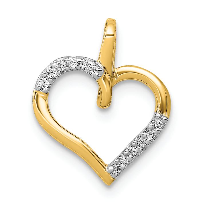 14K Two-tone Gold  Diamond Heart Pendant