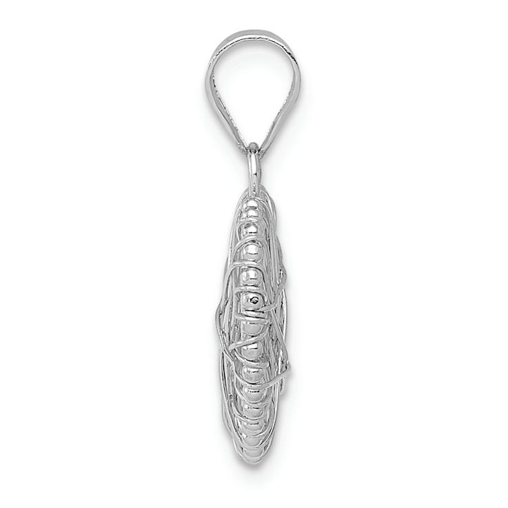 Rhodium Over 14k White Gold Textured Open Wire Heart Pendant