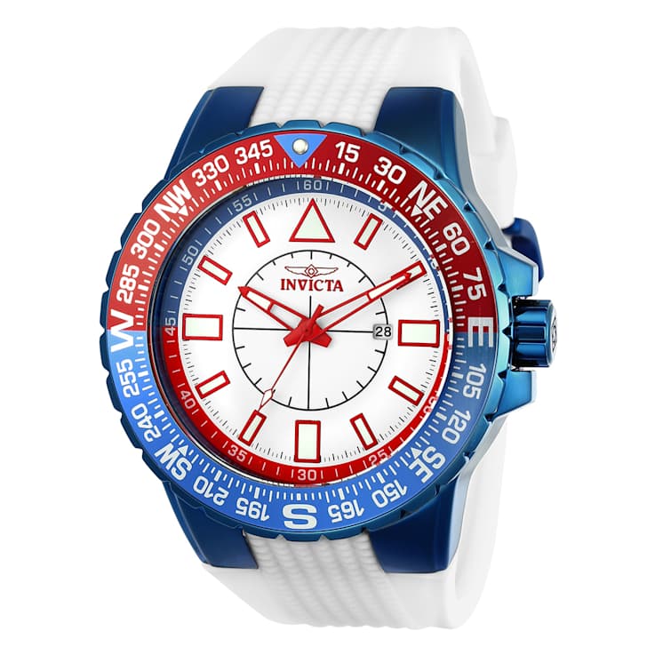 Invicta Aviator 52mm White Dial Silicone Band Quartz Watch