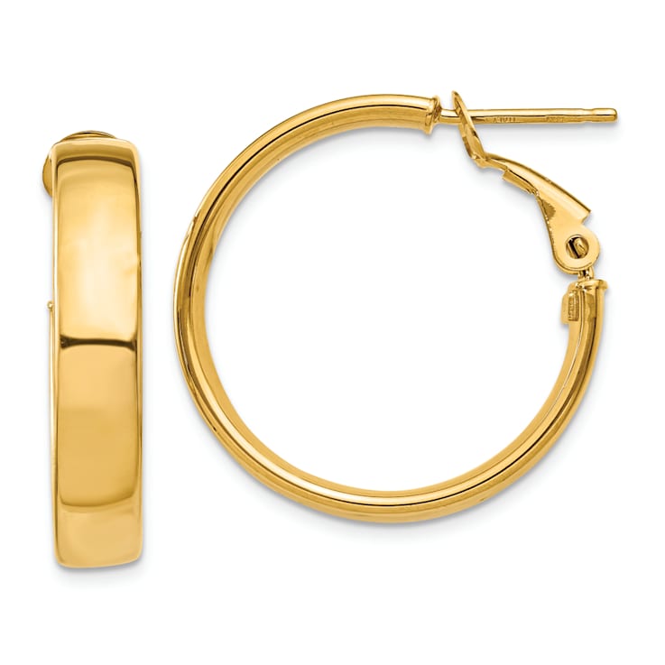 14k Yellow Gold 15/16" Hoop Earrings