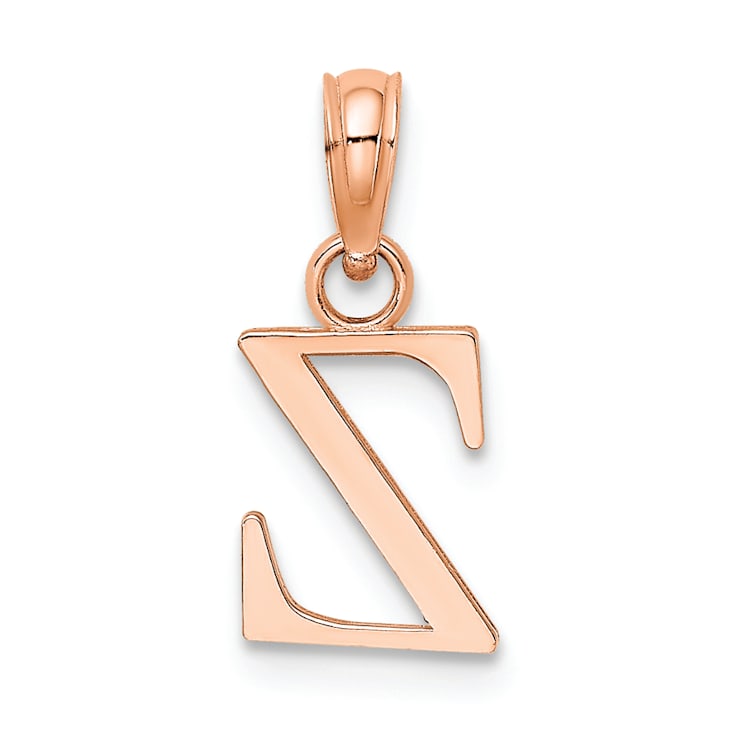 14k Rose Gold Polished Block Letter Z Initial Pendant