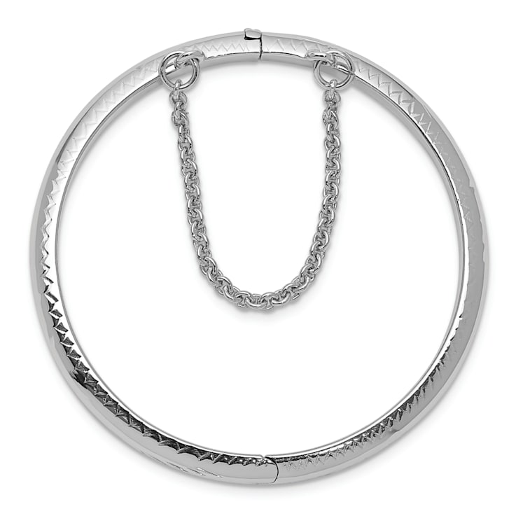 Rhodium Over Sterling Silver Polished and Diamond-cut 4mm with Safety
Hinged Children's Bangle