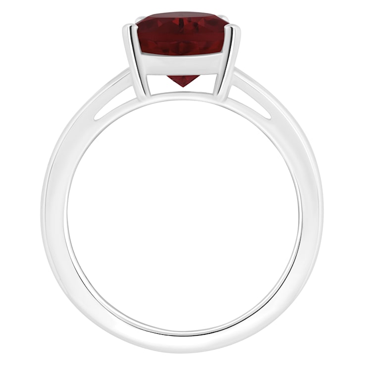 12x8mm Pear Shape Garnet Rhodium Over Sterling Silver Ring