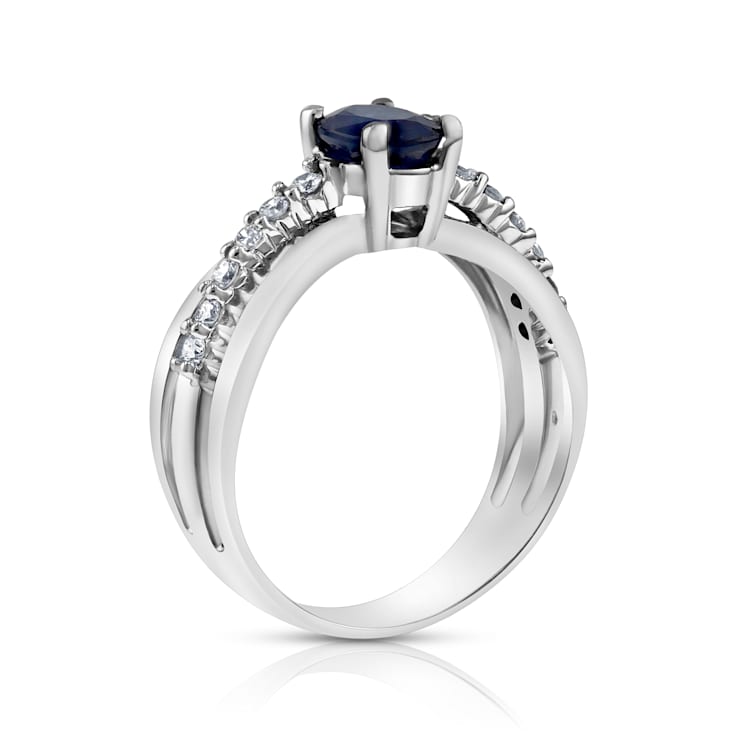 1.00ctw Sapphire and Diamond Ring in 14k White Gold
