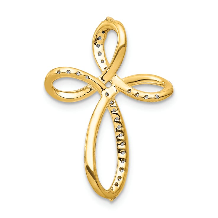14K Yellow Gold 1/6ct. Diamond Cross Chain Slide