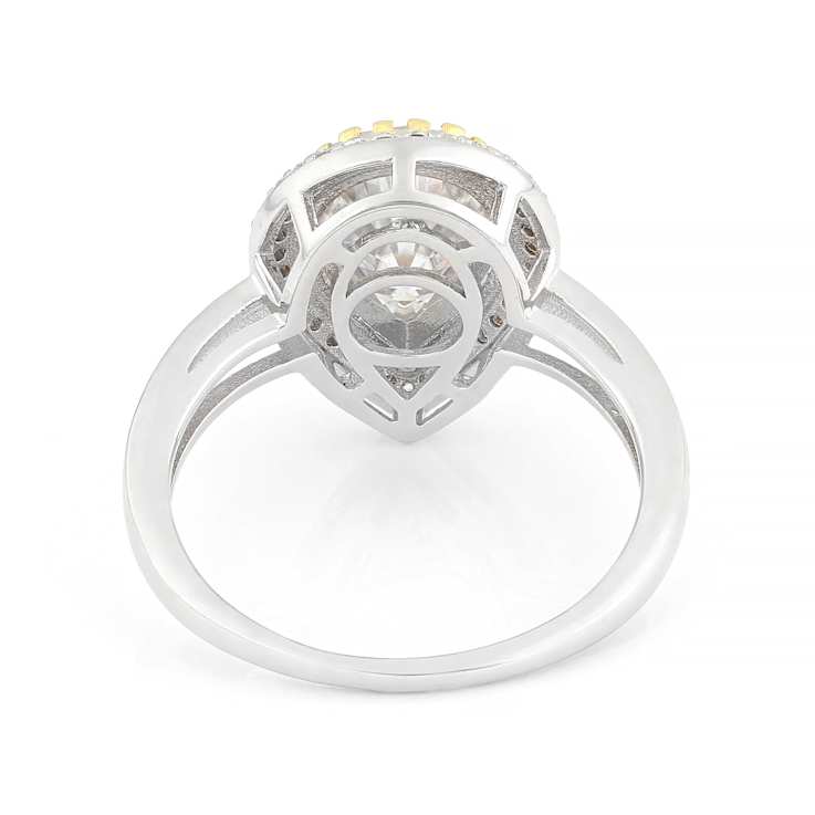 Pear And Round Moissanite Two-Tone Ring In 14K Gold Over Sterling Silver