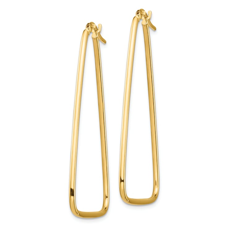 14k Yellow Gold 1 3/4" Polished Large Triangle Dangle Hoop Earrings
