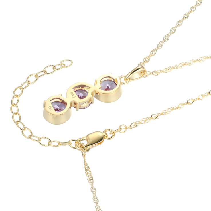 Lab Created Alexandrite Sapphire 18k Yellow Gold Over Silver December
Birthstone Pendant 3.87ctw