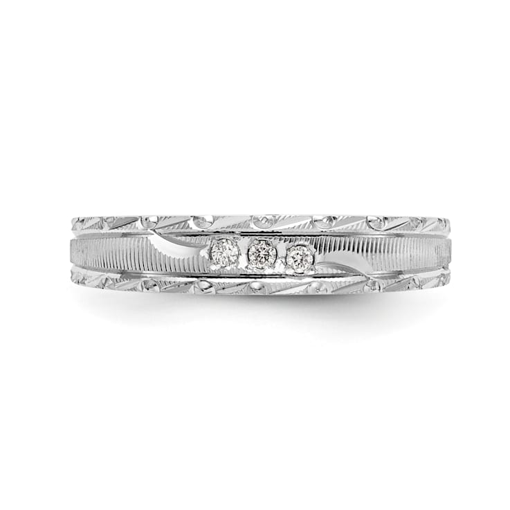 Rhodium Over 14K White Gold AA Quality Trio Ladies Wedding Band