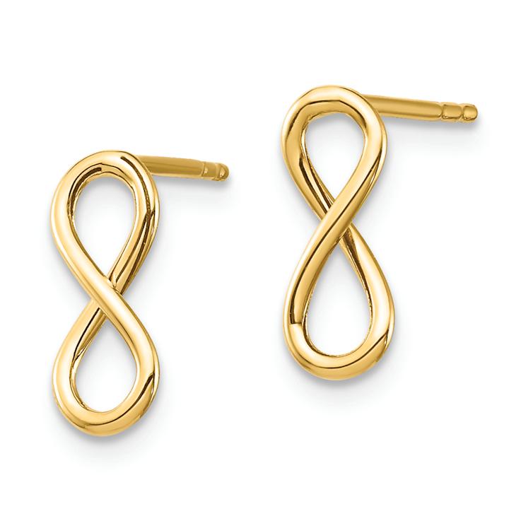 14k Yellow Gold Polished Infinity Stud Earrings