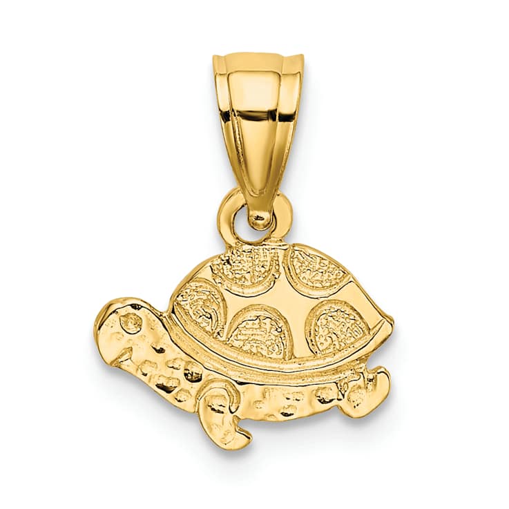 10K Yellow Gold Textured Flat Mini Turtle Charm