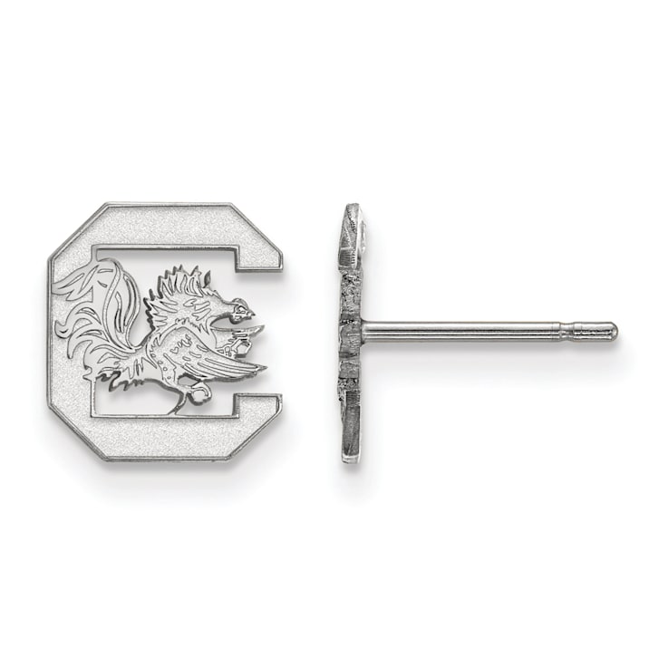 Rhodium Over Sterling Silver  LogoArt University of South Carolina Extra
Small Post Earrings