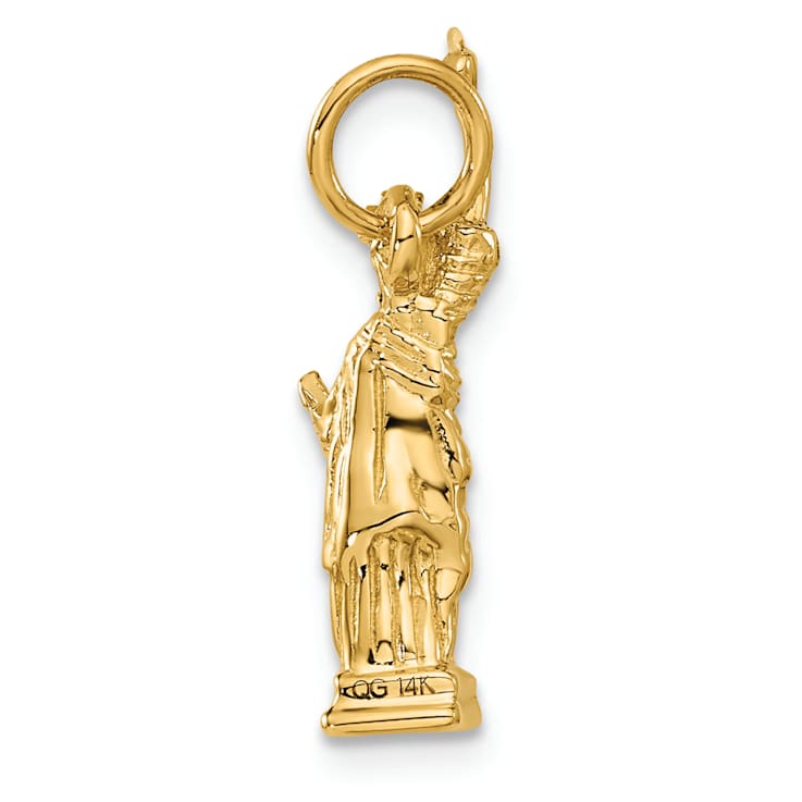 14k Yellow Gold Textured Statue Of Liberty Charm Pendant