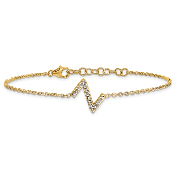 14k Yellow Gold Diamond Sideways Letter Z Bracelet