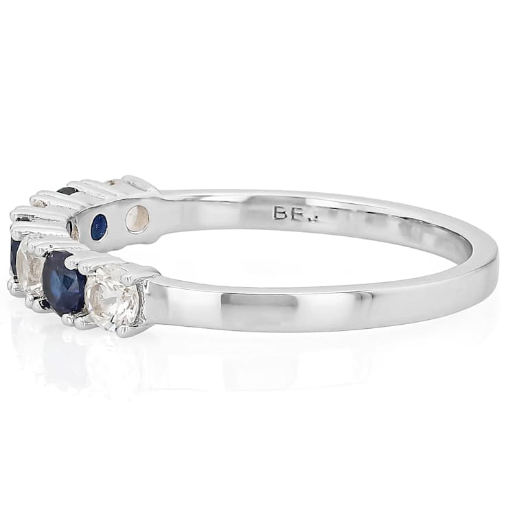 Lab-Created Sapphire Band Ring In Platinum Over Sterling Silver