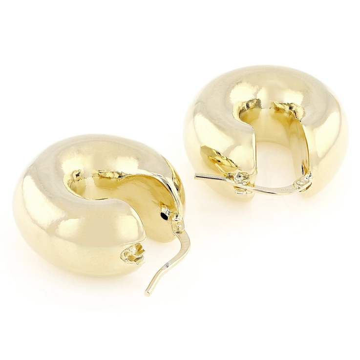 Chunky Tube Hoop Earrings In 18K Gold Over Bronze