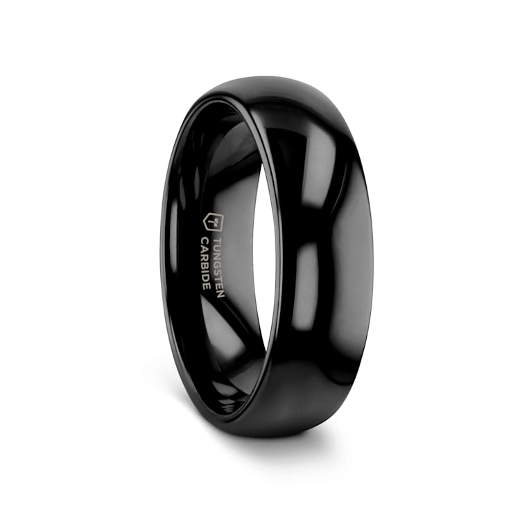 RAVEN Domed Black Tungsten Wedding Band 6mm