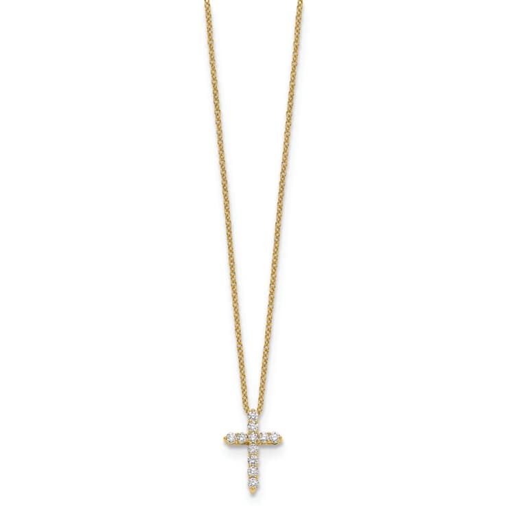 10k Yellow Gold 0.25 ctw Diamond Cross Pendant with 18 inch Cable Chain