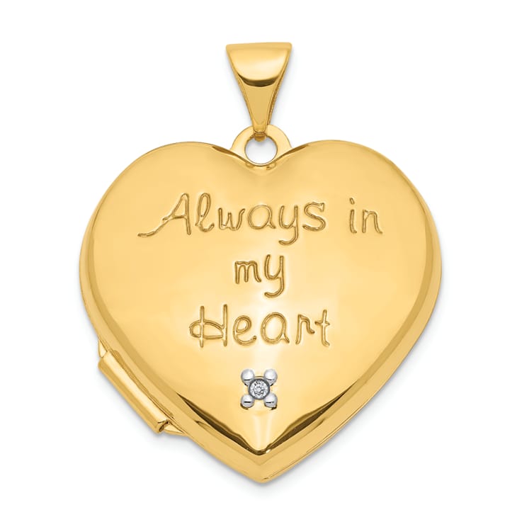 10k Yellow Gold and 10k White Gold Diamond Always in my Heart with Heart
Charm Inside Heart Locket