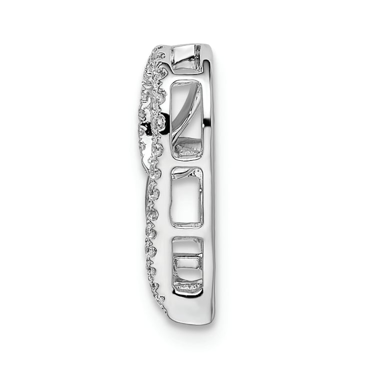 Rhodium Over 14k White Gold Diamond Heart Chain Slide Pendant