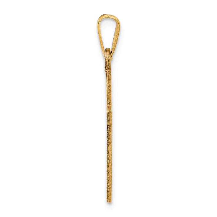 14k Yellow Gold Solid Laser Designed Cross Pendant