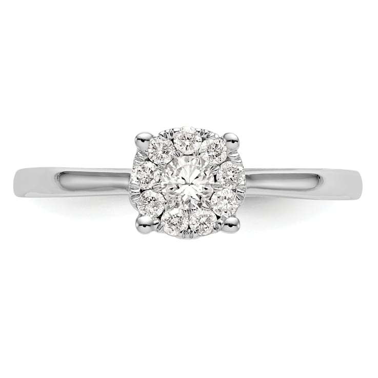 Rhodium Over 14K White Gold Lab Grown Diamond Cluster Engagement Ring 0.235ctw