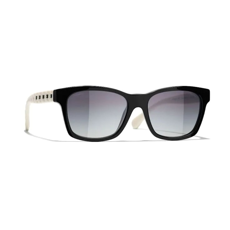 Chanel sunglasses black and white frame hot sale