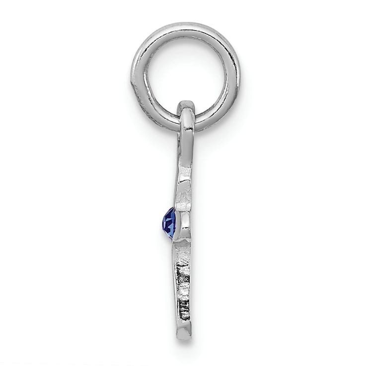 Rhodium Over Sterling Silver Child's September Blue Preciosca Crystal
Cross Pendant