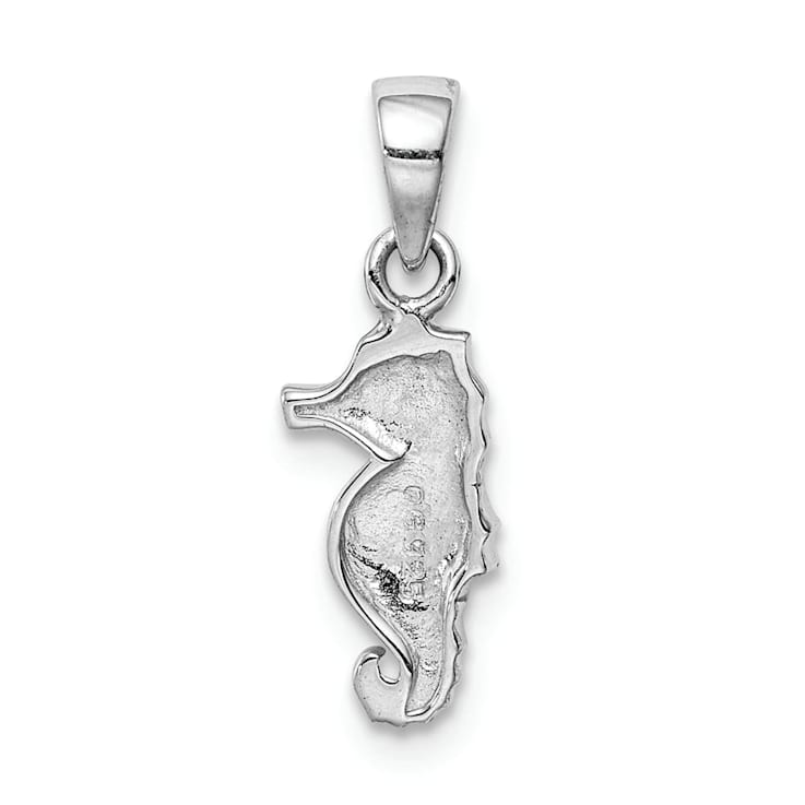Rhodium Over Sterling Silver Multi-color Enamel Seahorse Children's Pendant