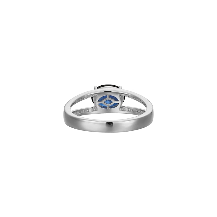 Lab Created Blue Sapphire And White Cubic Zirconia Platinum Over
Sterling Silver Ring 1.72ctw