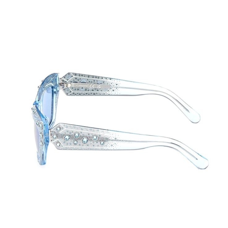 Swarovski Shiny Blue with Crystal Accent Frames/ Blue Lens Sunglasses